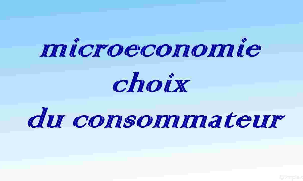 microeconomie s1 : consommateur