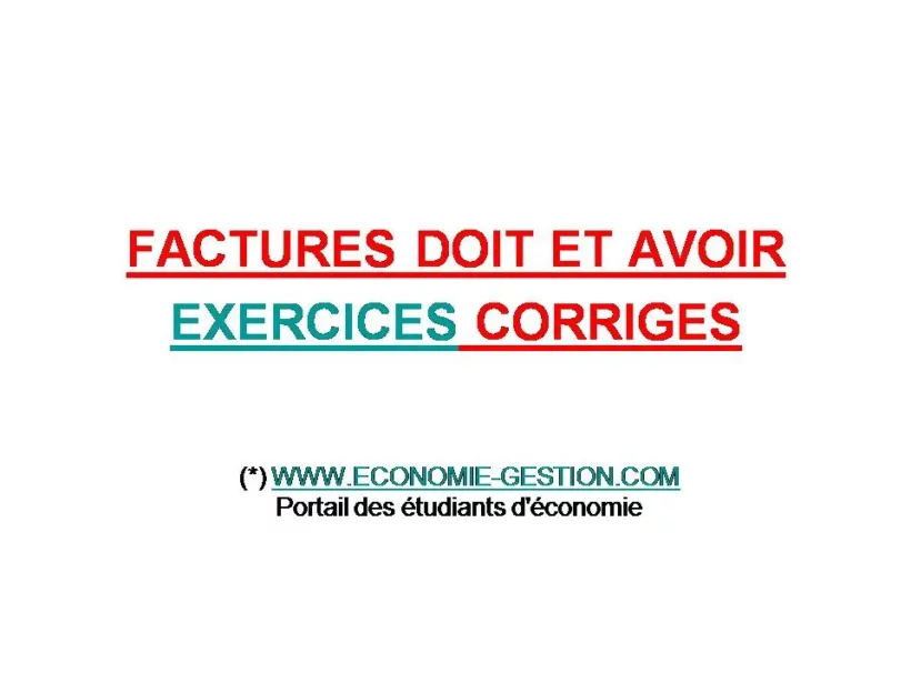facture doit et avoir exercice corrigé