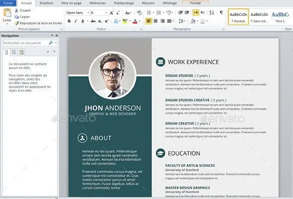 exemple cv word gratuit