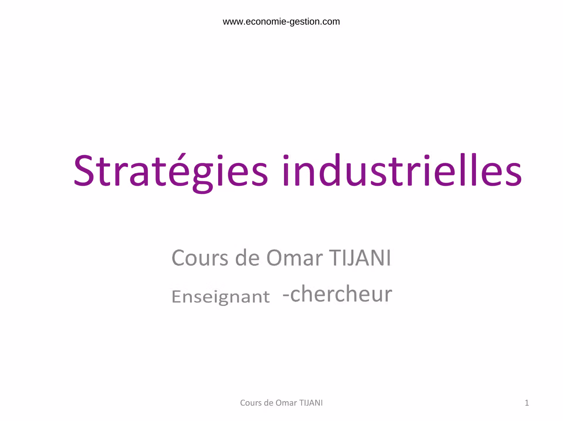 Stratégies industrielles cours complet pdf