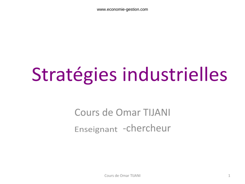 Stratégies industrielles cours complet pdf