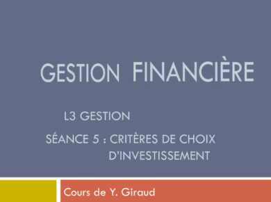 cours de gestion financière L3 - choix d'investissement
