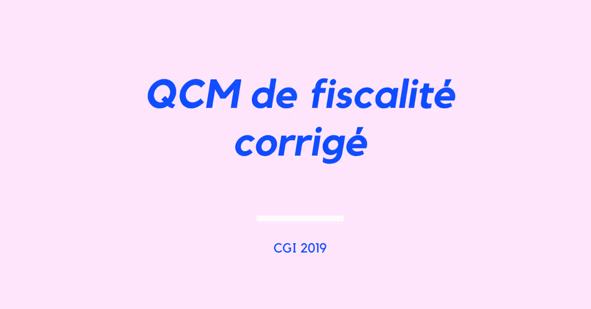 QCM de fiscalité corrigé 2020 2021