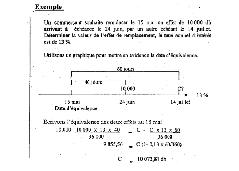 Exemple d'xercice 2 en Mathématiques financières cours et exercices corrigés pdf
