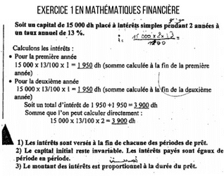 Exercice 1 en Mathématiques financières cours et exercices corrigés pdf